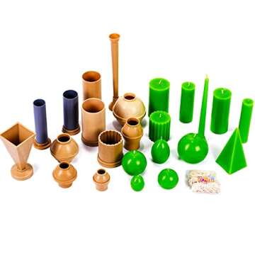Candle Shop 12 Candle Molds Set - 120 ft. of Wick Included as a Gift - Plastic Candle Molds for Candle Making - Candle Molds Set