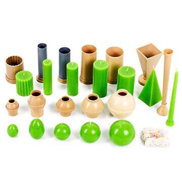 Candle Shop 12 Candle Molds Set - 120 ft. of Wick Included as a Gift - Plastic Candle Molds for Candle Making - Candle Molds Set