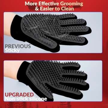 Upgrade Version Pet Grooming Glove - Gentle Deshedding Brush Glove for Dogs, Cats & Horses with Long...