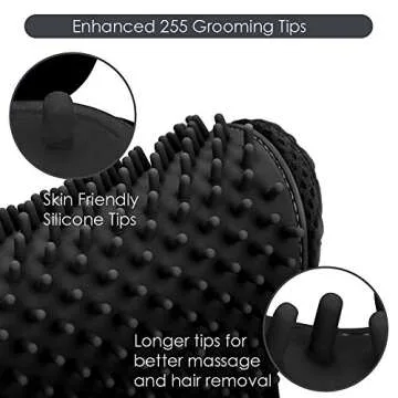 Upgrade Version Pet Grooming Glove - Gentle Deshedding Brush Glove for Dogs, Cats & Horses with Long and Short Fur - Efficient Pet Hair Remover Mitt - Enhanced Five Finger Design - 1 Pair (Black)