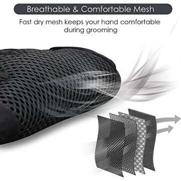 Upgrade Version Pet Grooming Glove - Gentle Deshedding Brush Glove for Dogs, Cats & Horses with Long and Short Fur - Efficient Pet Hair Remover Mitt - Enhanced Five Finger Design - 1 Pair (Black)
