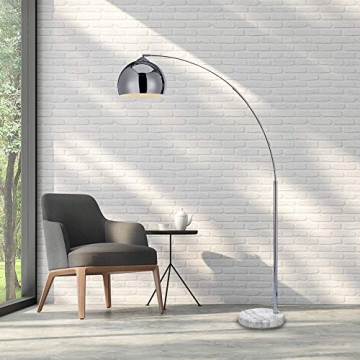 NW Archiology Arc Floor Lamp, 67″Height Chrome Floor Lamp with Floor Switch and Stable Marble Base...