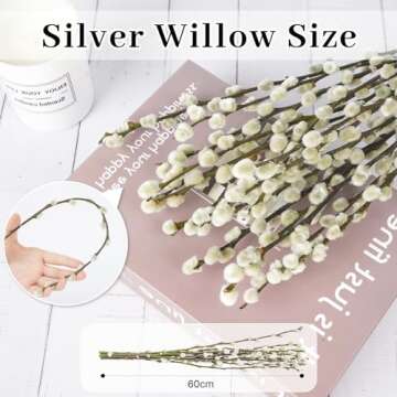 40 Stems 17.5 Inches Real Dried Pussy Willow Branches for Vase White Pussy Willows Snow willlows Dri...
