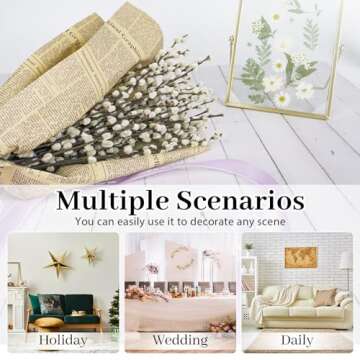 40 Stems 17.5 Inches Real Dried Pussy Willow Branches for Vase White Pussy Willows Snow willlows Dried Flowers Pussywillow for Home Decorations, Wedding, Fireplace Yard