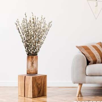 40 Stems 17.5 Inches Real Dried Pussy Willow Branches for Vase White Pussy Willows Snow willlows Dried Flowers Pussywillow for Home Decorations, Wedding, Fireplace Yard