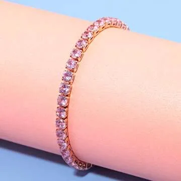Lasidor Dainty Charm Bracelet for Women - Pink Cubic Zircon