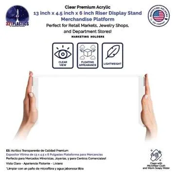 Clear Acrylic Riser 13 Inch Wide by 4.5 Inch Deep Retail Jewelry Stores One Piece Reusable Ring Box Platform Lucite Throne Counter or Tabletop Pedestal by Marketing Holders