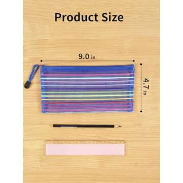 JARLINK 20 Pack 10 Colors Zipper Mesh Pouch, Zipper Bag Multipurpose Travel Bags for Office Supplies...