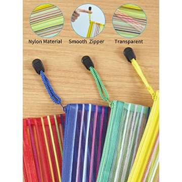 JARLINK 20 Pack 10 Colors Zipper Mesh Pouch, Zipper Bag Multipurpose Travel Bags for Office Supplies Cosmetics Travel Accessories Multicolor
