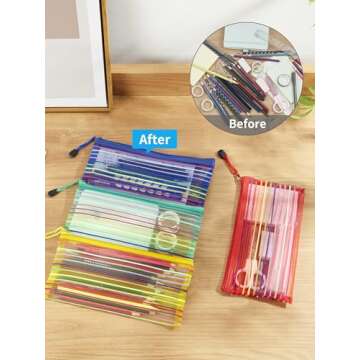 JARLINK 20 Pack 10 Colors Zipper Mesh Pouch, Zipper Bag Multipurpose Travel Bags for Office Supplies Cosmetics Travel Accessories Multicolor