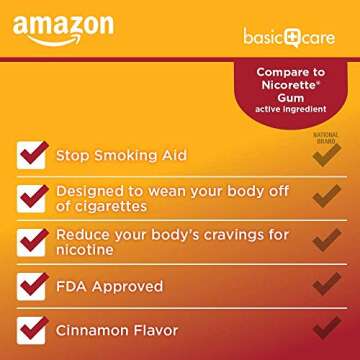 Amazon Nicotine Gum 4 mg Cinnamon Flavor 160 Count