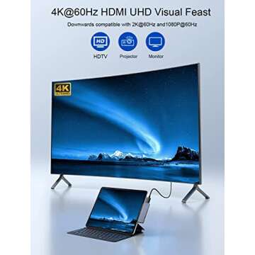 iPad Pro USB C Hub Adapter for iPad Pro 2024 M4 M2 M1,7-in-1 Hub with 4K@60Hz HDMI,3.5mm Jack,USB3.0,PD 60W,SD/TF Card Slot,iPad Air 4/5,iPad Mini 6,iPad pro 13 12.9 Accessories