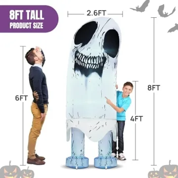 Giant 8FT Sneering Ghost Inflatable for Halloween