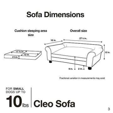 Enchanted Home Pet Cleo Pet Sofa in Brown, 17.5" L x 12.0" W x 9.0" Th