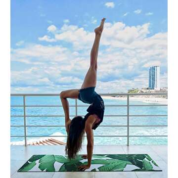 Banana Leaf Yoga Mat - Beverly Hills Themed Banana Leaves Print - Machine Washable, Printed, Non-Slip, Thick, Extra Long, Best Grip/Combo Mat, Great for a Sweaty Practice