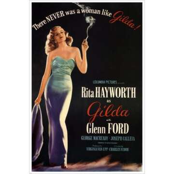 Gilda Starring Rita Hayworth Movie Poster Charles Vidor 1946 24X3 HOT Rare (Reproduction, not an Ori...