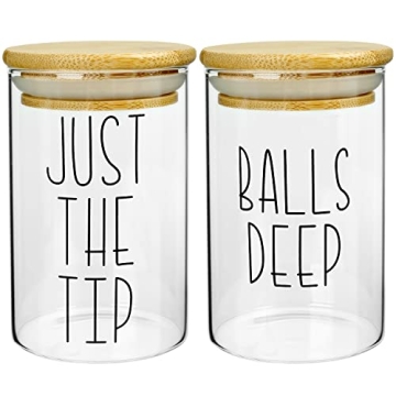 MOMEEMO Apothecary Jars - Quirky Bathroom Storage with Bamboo Lids