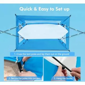 Calen Beach Tent,Beach Canopy Shade Tent with UPF 50+UV Protection for 4-5 Person, Waterproof Portable Easy Setup Beach Sun Shelter Tent for Outdoor Adventures, Camping, and Picnics with Carrying Bag