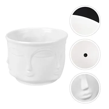 Elegant Yardwe Modern Flower Vase Man Face Ceramic Planter