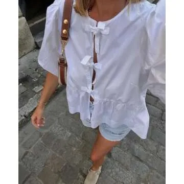 Stylish Y2k Tie Front Peplum Blouse for Women