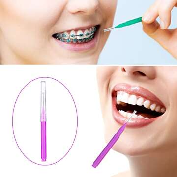 100 Pieces Braces Brush for Cleaner Interdental Brush Toothpick Dental Tooth Flossing Head Oral Dental Hygiene Flosser Toothpick Cleaners Tooth Cleaning Tool (Attractive Colors)
