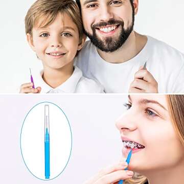 100 Pieces Braces Brush for Cleaner Interdental Brush Toothpick Dental Tooth Flossing Head Oral Dental Hygiene Flosser Toothpick Cleaners Tooth Cleaning Tool (Attractive Colors)