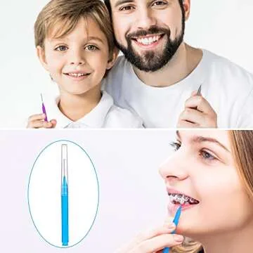 100 Pieces Braces Brush for Cleaner Interdental Brush Toothpick Dental Tooth Flossing Head Oral Dental Hygiene Flosser Toothpick Cleaners Tooth Cleaning Tool (Attractive Colors)