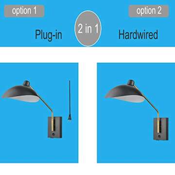 CLAXY Swing Arm Bedroom Sconces with USB Charge Port