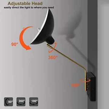 CLAXY Swing Arm Bedroom Sconces with USB Charge Port