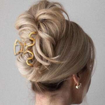 CASDRE Metal Hair Claw Clips Gold Large Hair Clips Non Slip Hair Catch Barrette Jaw Clamps Fashion Strong Hold Hair Accessories for Women (Pack of 2)