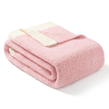 Snuggle Sac Heather Pink Blanket Twin Size, Luxurious Soft Microfiber Blanket Reversible, Warm Cozy ...