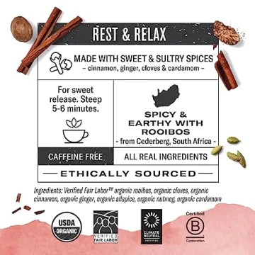 Numi Organic Rooibos Chai Tea, Caffeine Free Delight