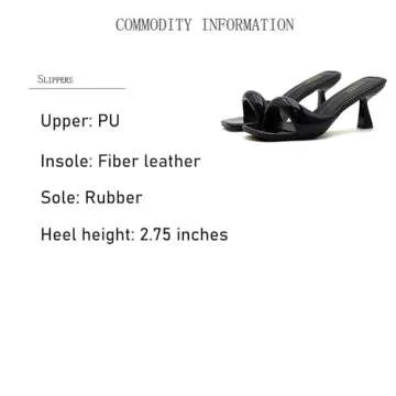 Women's Patent Leather One-Strap Low-Heeled Slip-On Fashion Sandals Sexy Square Open Toe Comfortable Mid-Heel Non-Slip Party Wedding Formal Mules (Black,9)