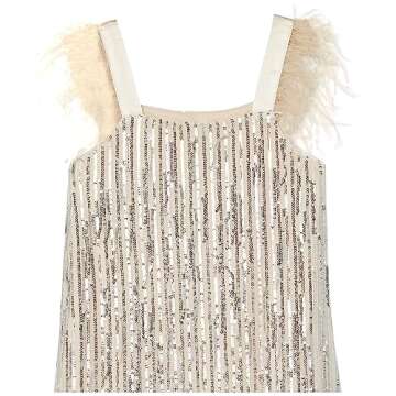Speechless Girls Sleeveless Sequin Party Dress, Beige/Silver, 16