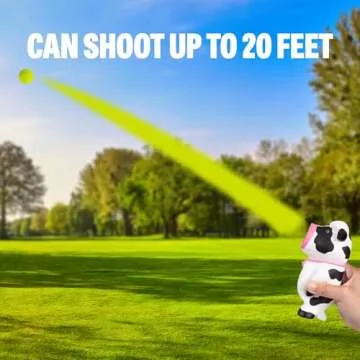 Hog Wild Cow Ball Popper Toy - Includes 4 Soft Foam Balls - Squeeze to Pop Air Powered Balls Up to 2...