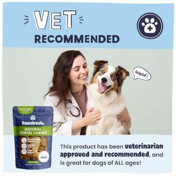 Pawstruck Natural Dental Chews for Medium Large Dogs & Puppies - Vet Recommended Brush Stick Treats Made in USA Breath Freshener to Improve Oral Hygiene & Clean Teeth - 15 Count - Packaging May Vary