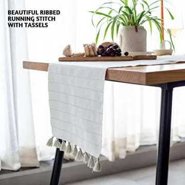 Folkulture Cotton Table Runner with Tassels 90 Inches