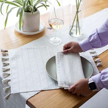 Folkulture Cotton Table Runner with Tassels 90 Inches