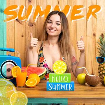 3 Pieces Fall Wooden Block Decor for Home Autumn Decor Pumpkins Wooden Tiered Tray Block Decor Hello Fall Happy Harvest Sign for Living Mantle Kitchen Table Thanksgiving Party Decoration (Lemon)