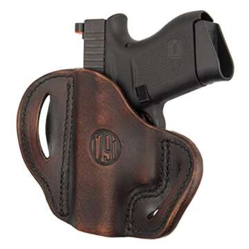 1791 Gunleather Glock 43 Holster, Right Hand OWB G43 Leather Gun Holster for Belts. Fits Glock 43 an...