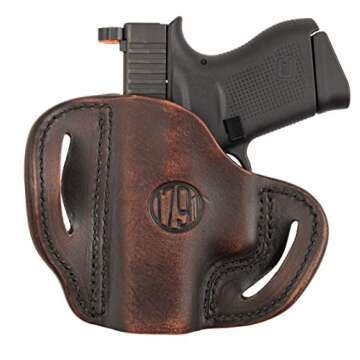 1791 Gunleather Glock 43 Holster, Right Hand OWB G43 Leather Gun Holster for Belts. Fits Glock 43 and Ruger LC9 & Ruger SR22