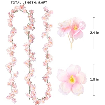 Sggvecsy Cherry Blossom Garland Elegant Flower Decor