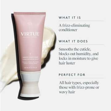 Virtue Smooth Conditioner for Frizz Control for Curly Hair, Sulfate Free, Safe for All Hair Types, C...