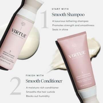 Virtue Smooth Conditioner for Frizz Control for Curly Hair, Sulfate Free, Safe for All Hair Types, Color Safe