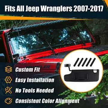 Sun Visor Repair Kit for Jeep Wrangler, 5 Visor Tubes for Driver & Passenger Side Car Sun Visor, Black