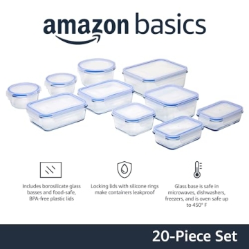Amazon Basics Glass Food Storage Containers Airtight Leakproof