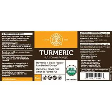 Global Healing Organic Turmeric Curcumin Supplement with Black Pepper Extract Liquid Drops to Suppor...