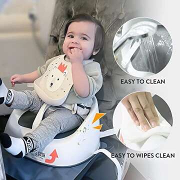 Prince Lionheart Squish Booster Seat, Gray, 3-Point Harness Dual-Strap System, Easy to Wipe Clean, Lightweight