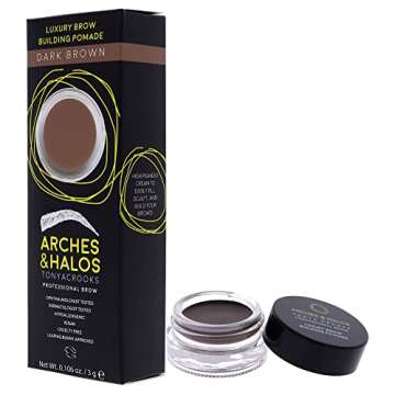 Arches & Halos Luxury Brow Building Pomade - Dark Brown - Tinting Brow Definer for Sculpting and Shaping Eyebrows - Soft, Smudge-Proof, Silky Texture - Lightweight Cream and Gel Blend - 0.016 oz