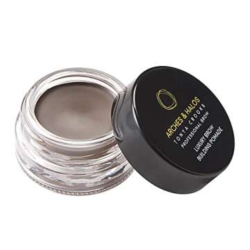 Arches & Halos Luxury Brow Building Pomade - Dark Brown - Tinting Brow Definer for Sculpting and Shaping Eyebrows - Soft, Smudge-Proof, Silky Texture - Lightweight Cream and Gel Blend - 0.016 oz